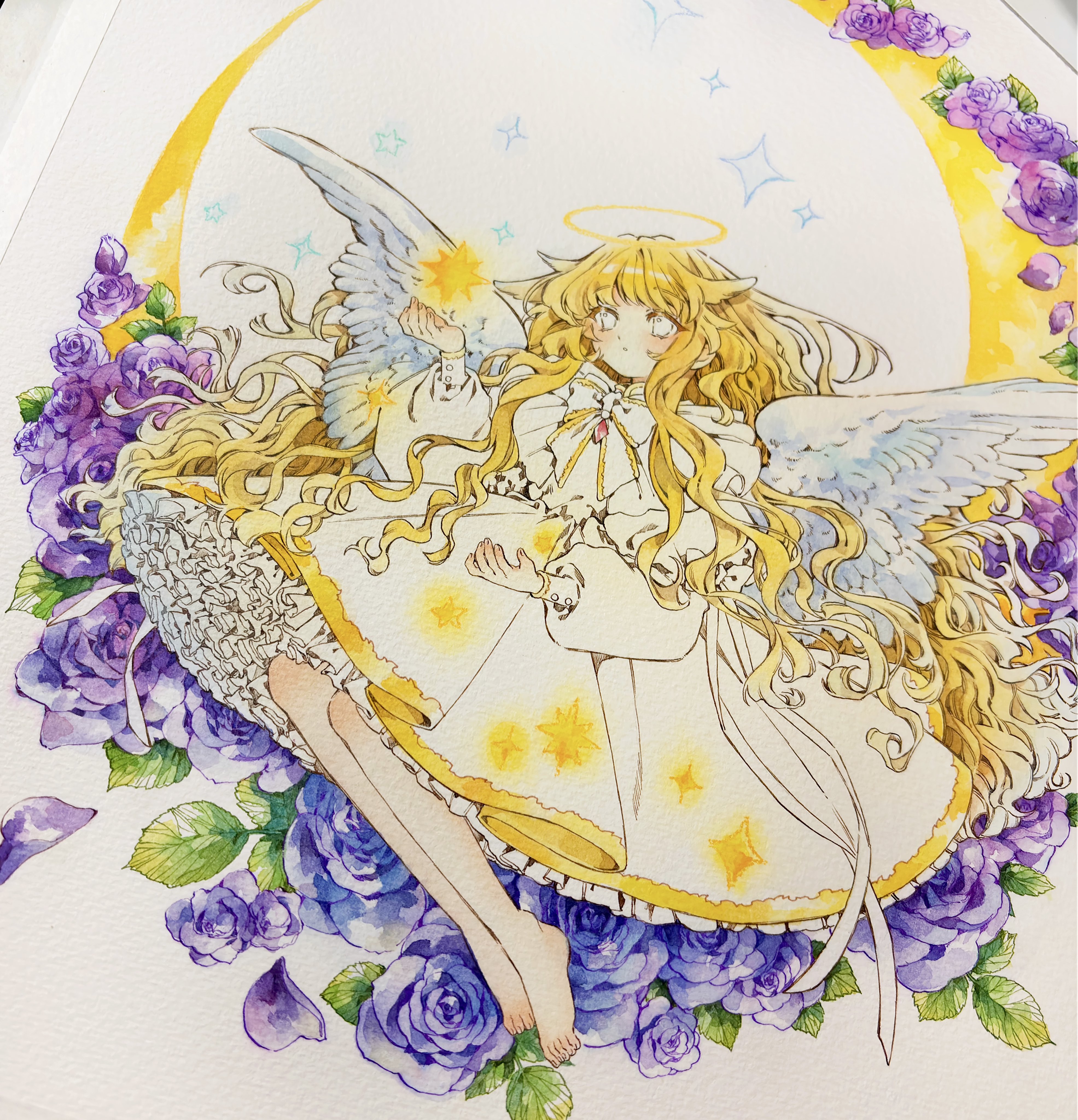 手書き イラスト   水彩   「綾瀬の夏」 風鈴の水彩手描きイラストB 夏・涼イラスト - No: 22098607