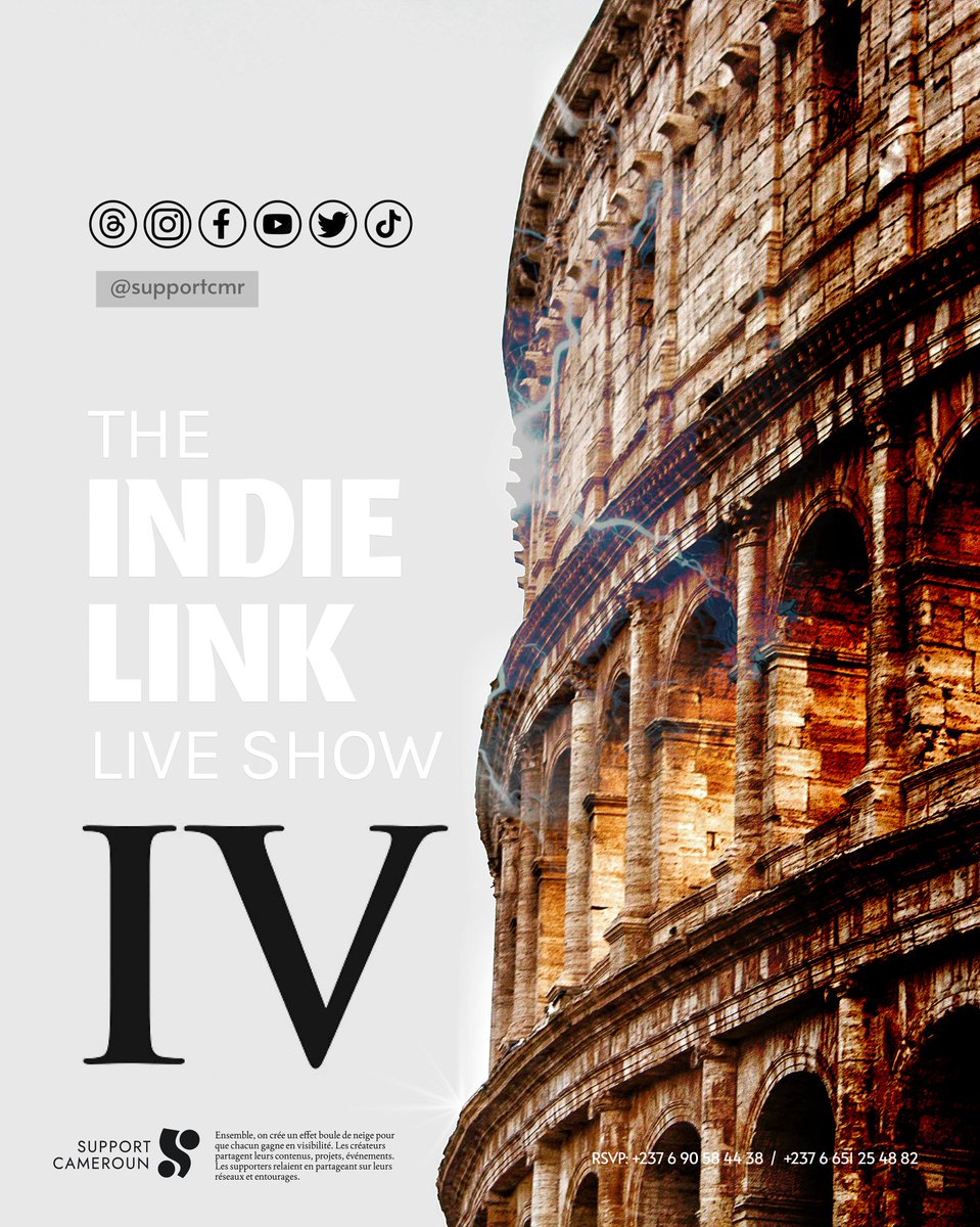 supportcmr's tweet photo. 🚨 ANNONCE OFFICIELLE 🚨
Le rendez-vous continue ✨ THE INDIE LINK LIVE SHOW – Épisode IV arrive !

🔗 https://t.co/b7G1GSwIfJ

Ensemble, créons un mouvement, écrivons l’histoire. 🚀
#SupportCMR #IndieLinkLiveShow #EpisodeIV #MusicShow #Culture237 #MadeIn237 https://t.co/bdTRMldx4M
