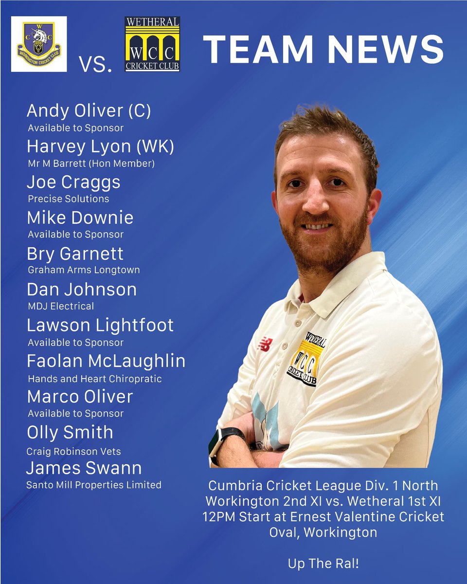 WetheralCC's tweet image. Just like that, the cricket season is almost over!

The 1st team travel to Workington 2s on Saturday looking to finish their season on a high. 

The 2nd team face league winners Carlisle 3s at The Jubilee on Sunday.

Up the Ral! 🧙‍♂️