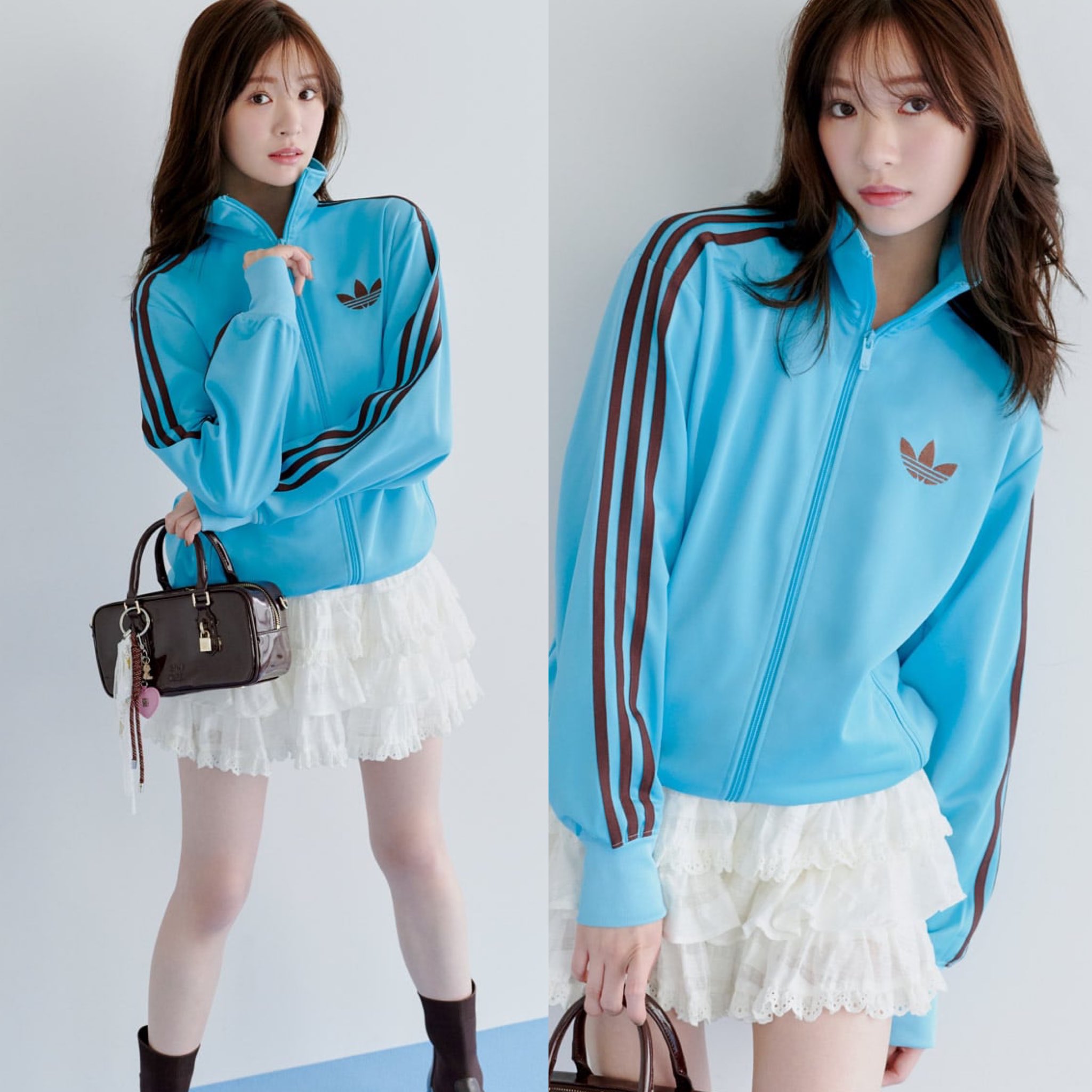 adidas SNIDELコラボ 水色ジャージ XSサイズ 美品　完売商品 スナイデル限定、アディダス“爽やかブルー”のトラックジャケット