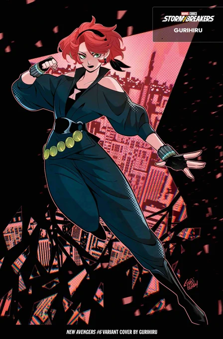NEW AVENGERS # 6」のヴァリアントカバー描きました。80年代風の衣装をイメージしたブラックウィドウです I did variant cover for NEW AVENGERS # 6 !