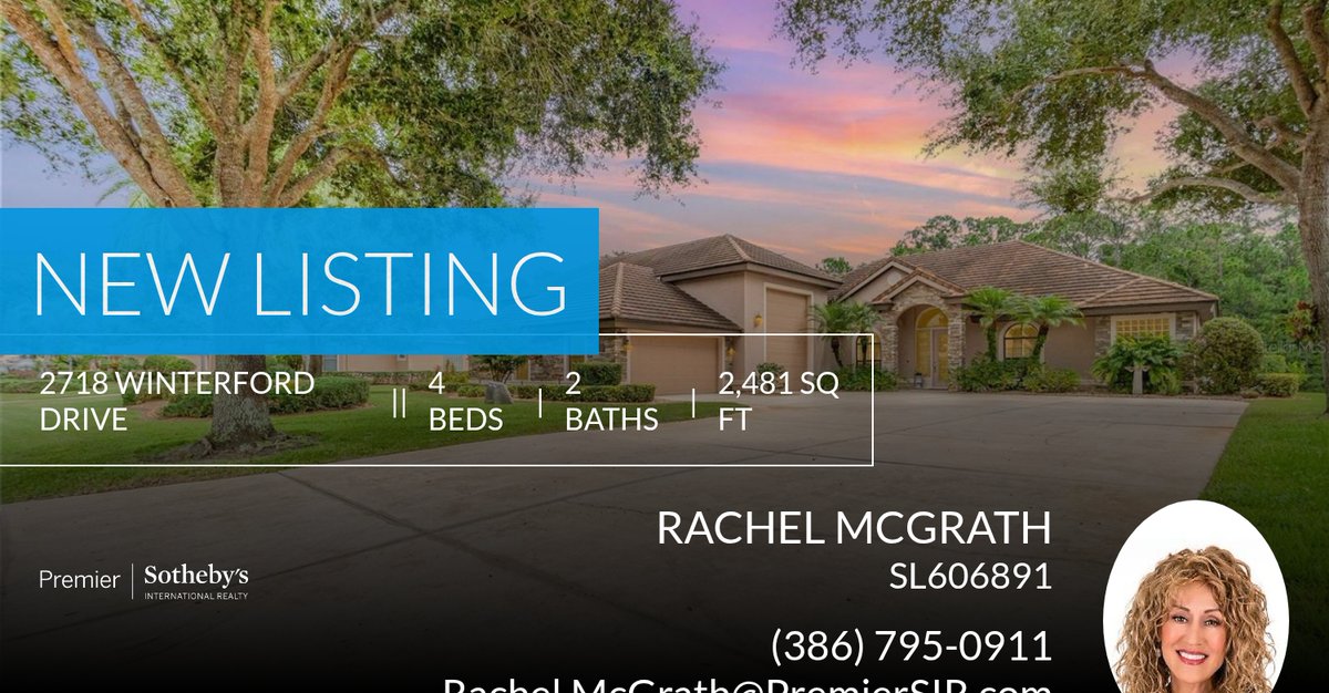 📍 New Listing 📍 Take a look at this fantastic new property that just hit the market located at 2718 Winterford Drive in Port Orange. Reach out here or at (386) 795-0911 for more information

Rachel McGrath
Sales Associate
Premier... homeforsale.at/2718_WINTERFOR…