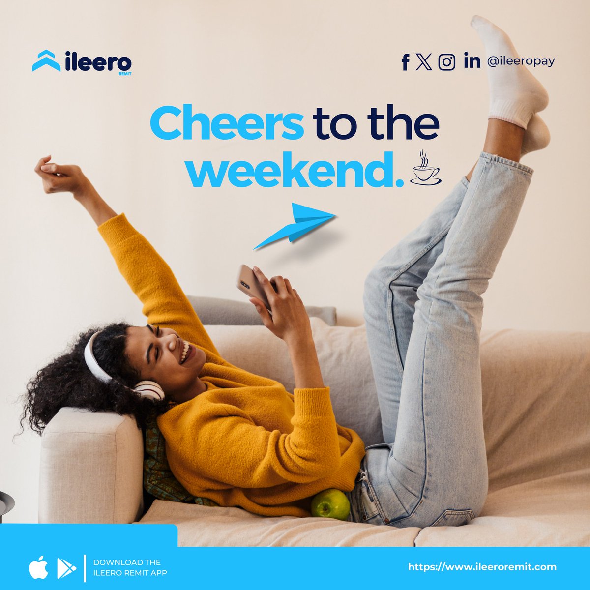 ileeropay's tweet photo. Weekend mood: ON! 🎧

Kick back, relax, and let your money do the work. With Ileero Remit, sending money is so easy you'll have more time to enjoy your weekend.

#ileeroremit #weekendvibes #sendmoney #quicktransfer https://t.co/rhMilqnKe6