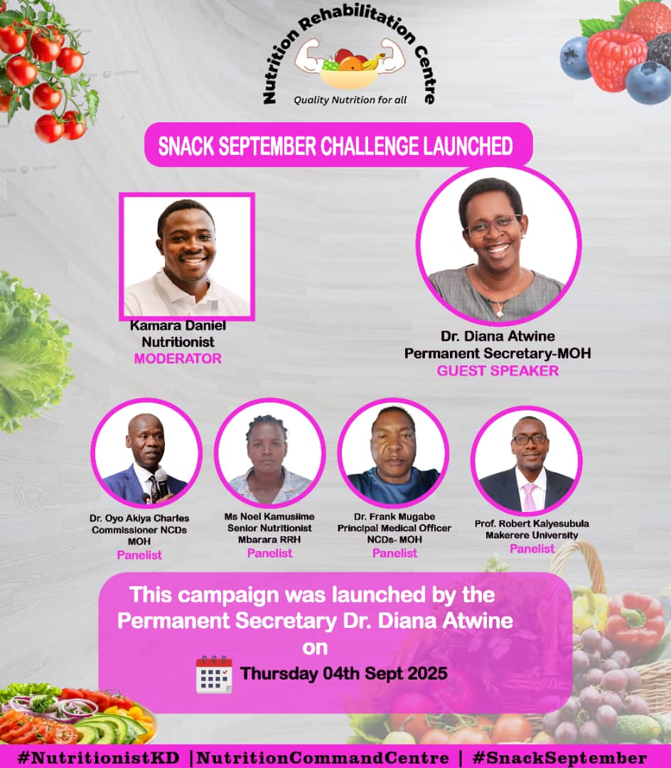 Happy to inform you that #SnackSeptemberCampaign was officially launched yesterday,  by the Permanent Secretary <a href="/MinofHealthUG/">Ministry of Health- Uganda</a> Dr Diana Atwine,  <a href="/DianaAtwine/">Dr. Diana Atwine</a>. 

Thank you all key note speakers for the invaluable insights,  experience  and expertise in the #NCDs environment.