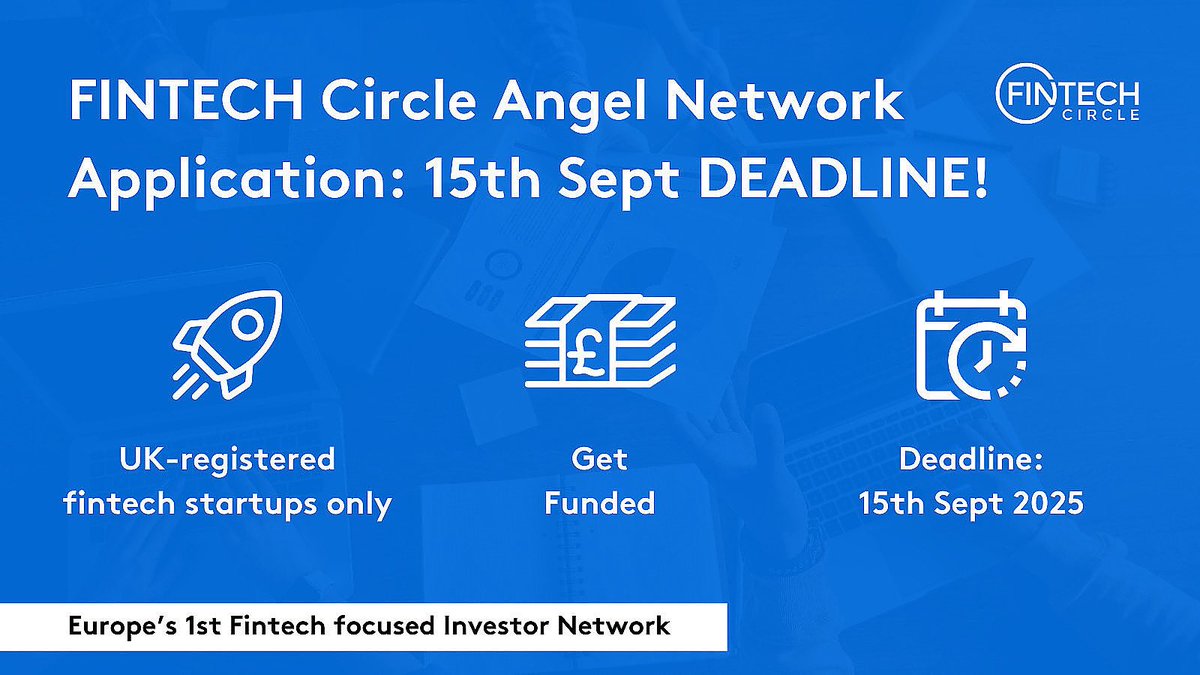 TheFINTECHBook's tweet image. Looking to raise pre-seed or seed capital for your #fintech startup? Apply to the @FINTECHCircle Investor Network by Monday, 15 Sept 2025 for funding:

🚀 fintechcircle.com/funding-fintec…

#fundraising #angelinvestors #preseed #seed #investment #capital #startups