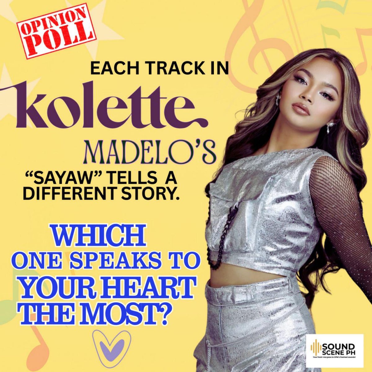 soundscene_ph's tweet photo. ✨ Mood check time with @kolettemadelo! 

Her debut EP “SAYAW” has 5 tracks, each with its own story &amp; vibe. 🎶 Which one matches your mood today? 💭

Cast your vote in our FB page poll &amp; let’s see which track wins the SoundScenePH mood of the day! #SoundscenePH  #KoletteMadelo https://t.co/LZZMPBoYEL