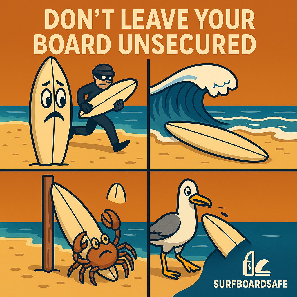 surfboardsafe's tweet image. 🌊🐚 Don’t let your board become a crab’s new best friend 🦀 … or a seagull’s snack 🐦.
Keep it safe, keep it yours – with SurfboardSafe. 💙🏄‍♂️

Because your board deserves better than bad babysitters. 😉

👉 Secure. Simple. Smart.

#SurfboardSafe #SurfersLife #BoardSecurity