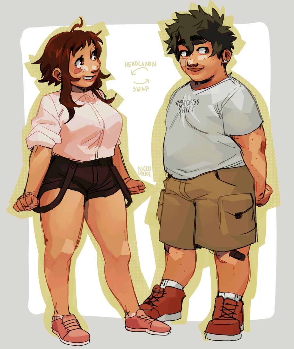swapping my body headcanons for deku and ochako because they look identical in canon