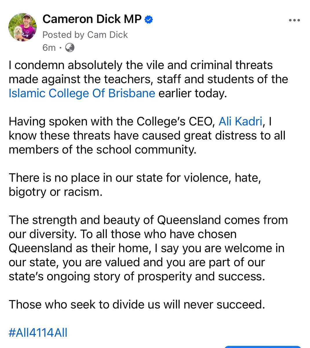 Statement on Islamic College of Brisbane