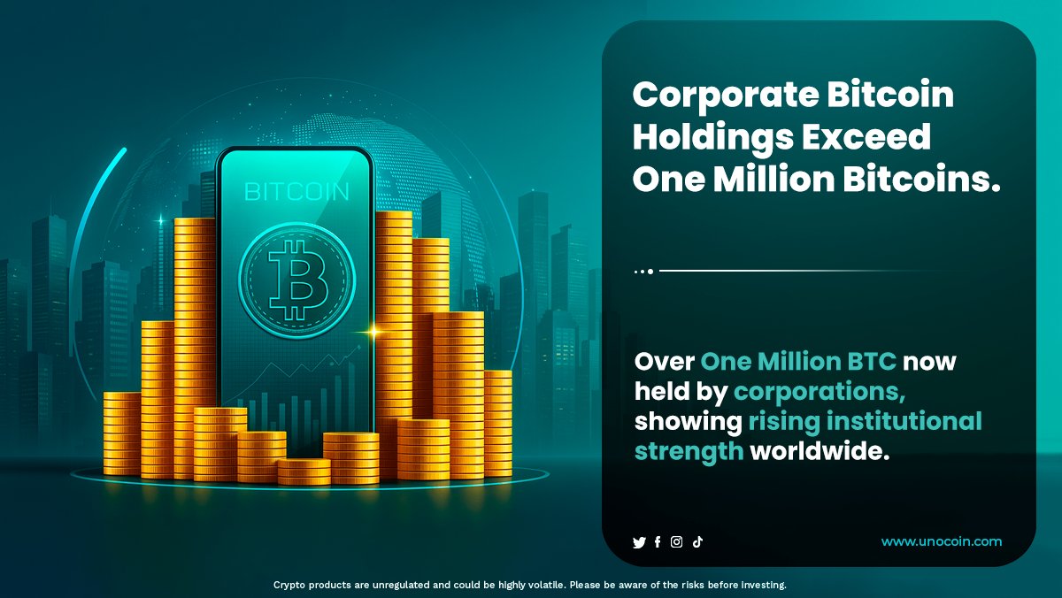 Institutions are all in! Corporate Bitcoin holdings have now crossed 1M  BTC, cementing the growing role of big players in shaping the future of  digital assets. From tech giants to global funds,