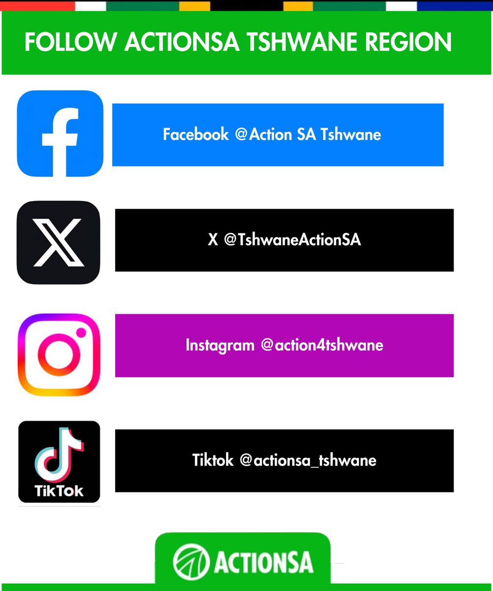 Stay up to date by following ActionSA on all social media platforms.