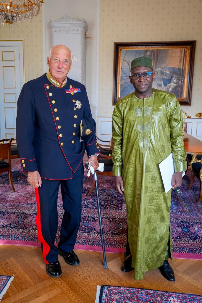 Le jeudi 4 septembre 2025, Son Excellence Monsieur Cheick Mahamadou Chérif KEITA, Ambassadeur Extraordinaire et Plénipotentiaire de la République du Mali auprès du Royaume de Norvège, avec résidence à Berlin, a, au cours d’une cérémonie solennelle au Palais royal d’Oslo, présenté