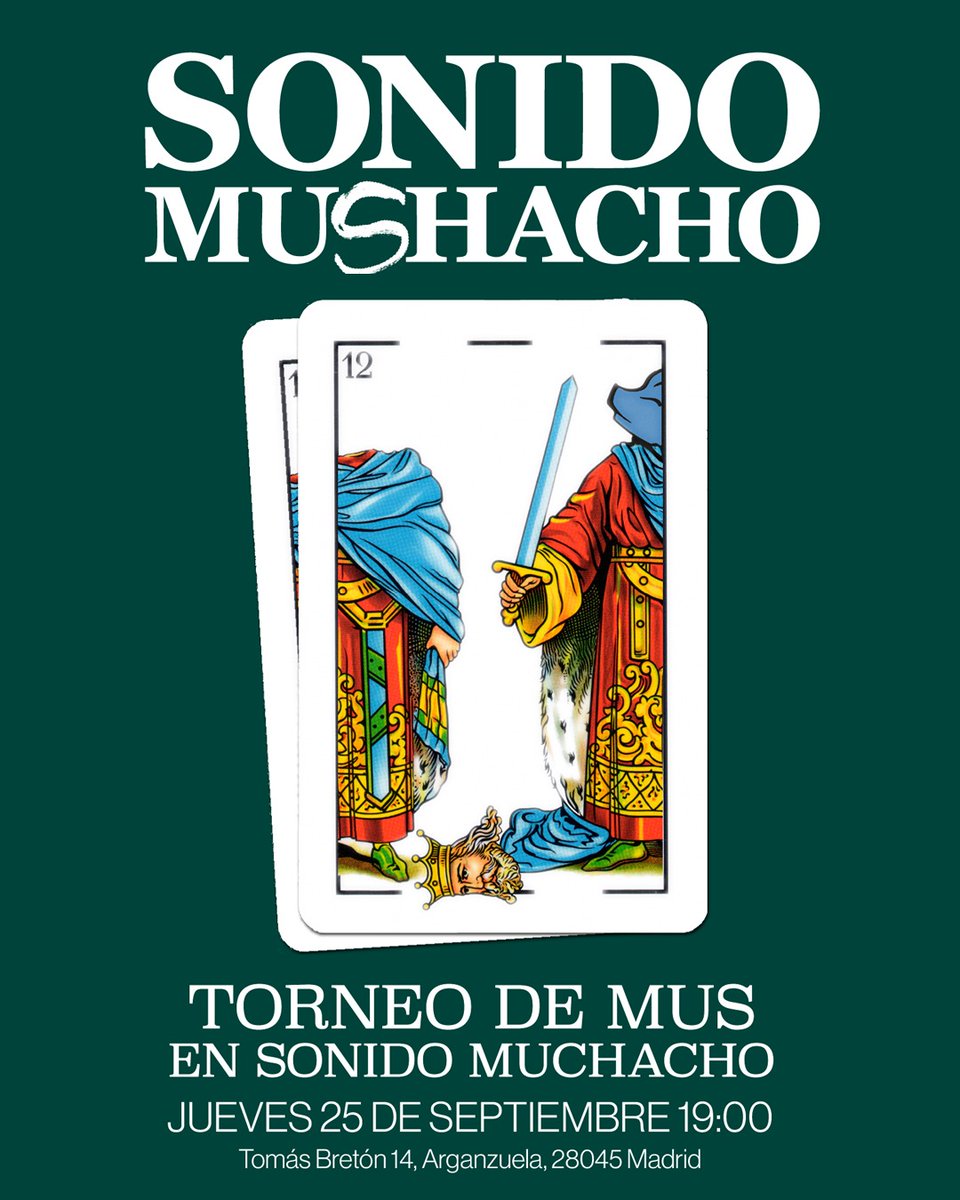 Empieza la temporada de buena música y tal y tal. El 25 de septiembre torneo de Mus 👊

Inscríbete aquí: shorturl.at/km149