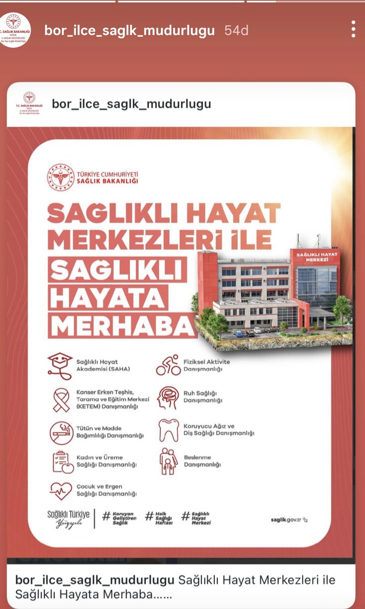 Sağlıklı hayat merkezleri ile sağlıklı hayata merhaba

<a href="/nigdeilsaglik51/">Niğde İl Sağlık</a>
<a href="/Drismailcoskun/">İsmail COŞKUN</a> 

#HalkSağlığıHaftası 
#sagliklihayatmerkezi 
#KoruyanGeliştirenSağlık
