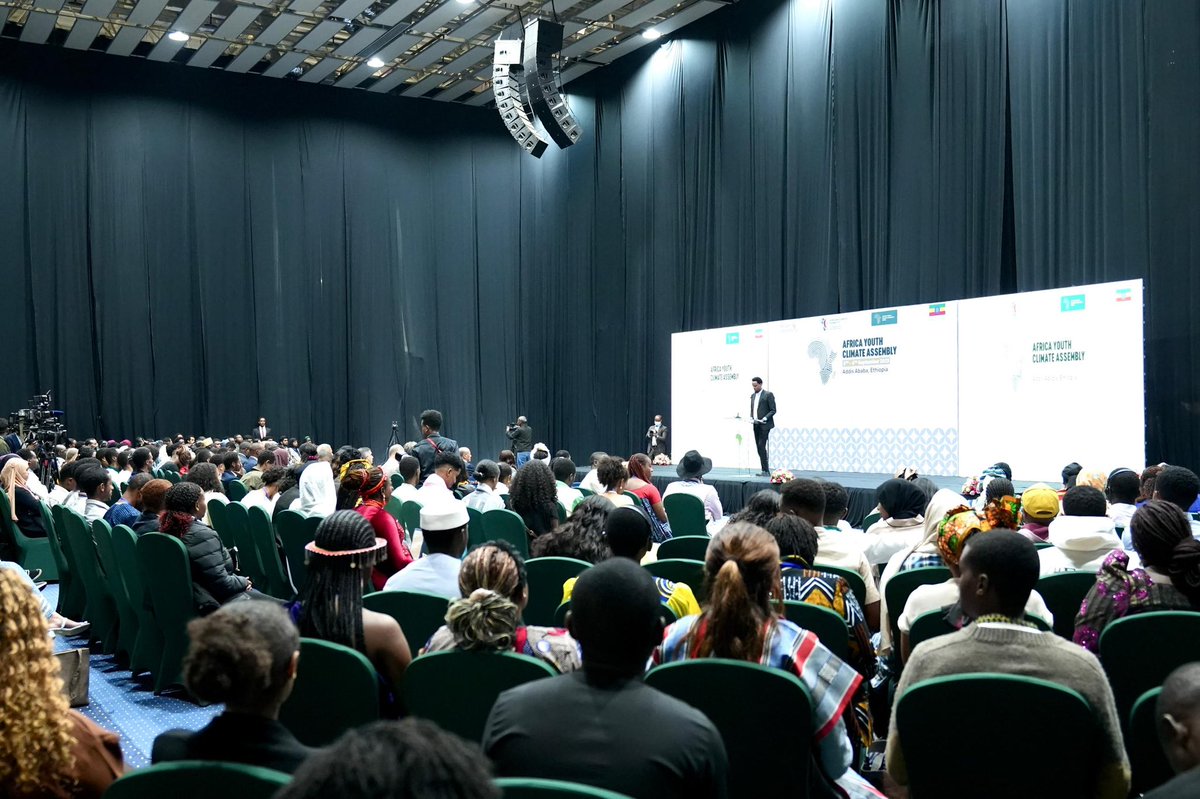 aycassembly's tweet photo. At #AYCA2025 in Addis Ababa, youth leaders from across Africa were welcomed by H.E. Dr. Fitsum Assefa and H.E. Dr. Ergogie Tesfaye ahead of ACS2. The ministers emphasized youth as architects of Africa’s climate solutions, combining energy with wisdom to drive a sustainable future https://t.co/G5G5oX9vJO