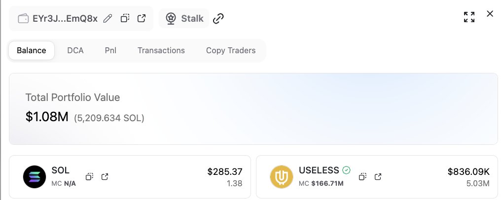 I Am (@museonchain) on Twitter photo Who's the biggest buyer of $Useless since yesterday?
Wallet bought $118K worth of $Useless.
Started accumulating 2 weeks ago by rotating out of Popcat and Michi.
Now holding $836K total.
<a href="/theunipcs/">Unipcs (aka 'Bonk Guy') 🎒</a> 👀 Who's the biggest buyer of $Useless since yesterday?
Wallet bought $118K worth of $Useless.
Started accumulating 2 weeks ago by rotating out of Popcat and Michi.
Now holding $836K total.
<a href="/theunipcs/">Unipcs (aka 'Bonk Guy') 🎒</a> 👀