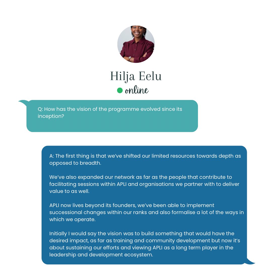 APLI was built to sail beyond its founders, and in this virtual Q&amp;A, our co-founder <a href="/youngish_human/">Hilja</a> shares her reflections 👏🏾!!!

Even across boarders, her voice carries 🙌🏾.