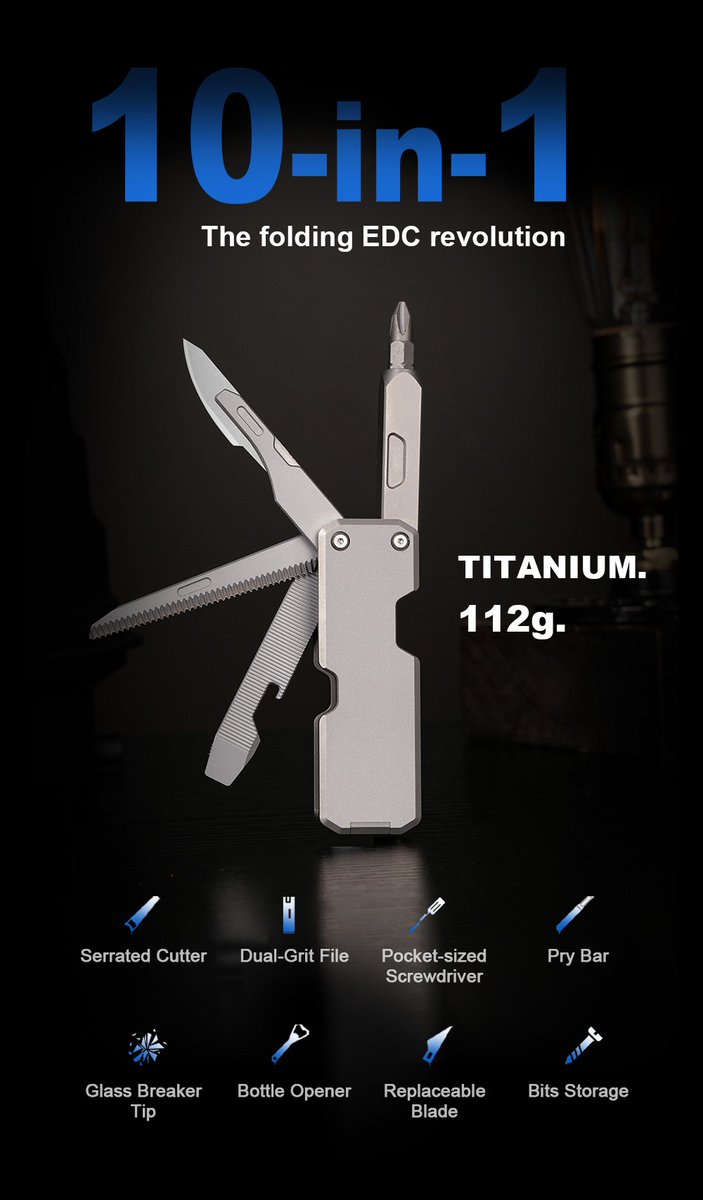 TechnikWheel's tweet photo. NexTool | Titanium EDC Multi-Tool Ready for Anything

👉 https://t.co/YukTswF4nW

ultimate pocket all-in-one tool, folding functions like a screwdriver, replaceable blades, a serrated knife, a 4-in-1 file, and a window-breaking tip into a compact and rounded rectangle https://t.co/O7nkOyeBkW