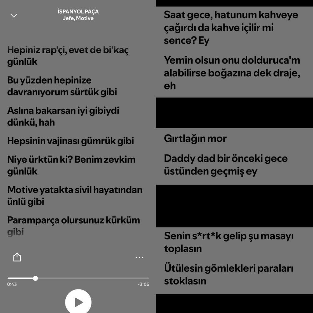 motifest zırvalığınız bittiyse en az şu dozda şarkılar istiyoruz @.motive