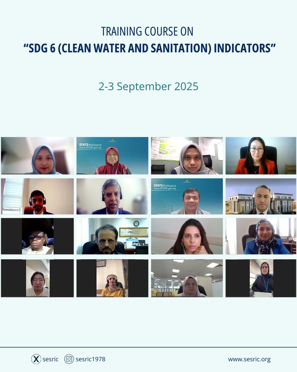 sesric's tweet photo. SESRIC organised a Statistical Training Course on “SDG 6 (Clean Water and Sanitation) Indicators,” within the framework of its #StatCaB Programme. 

The course was provided by @StatsMalaysia and gathered 7⃣8⃣ experts from 2⃣6⃣ @OIC_OCI countries to exchange experiences and best practices in monitoring and reporting SDG 6 indicators.

The programme also featured a contribution from @UN_Water, presenting the global status of SDG 6 indicators and underlining cooperation within the framework of UN-OIC collaboration.

For more information: https://t.co/2xdPNSGNQb