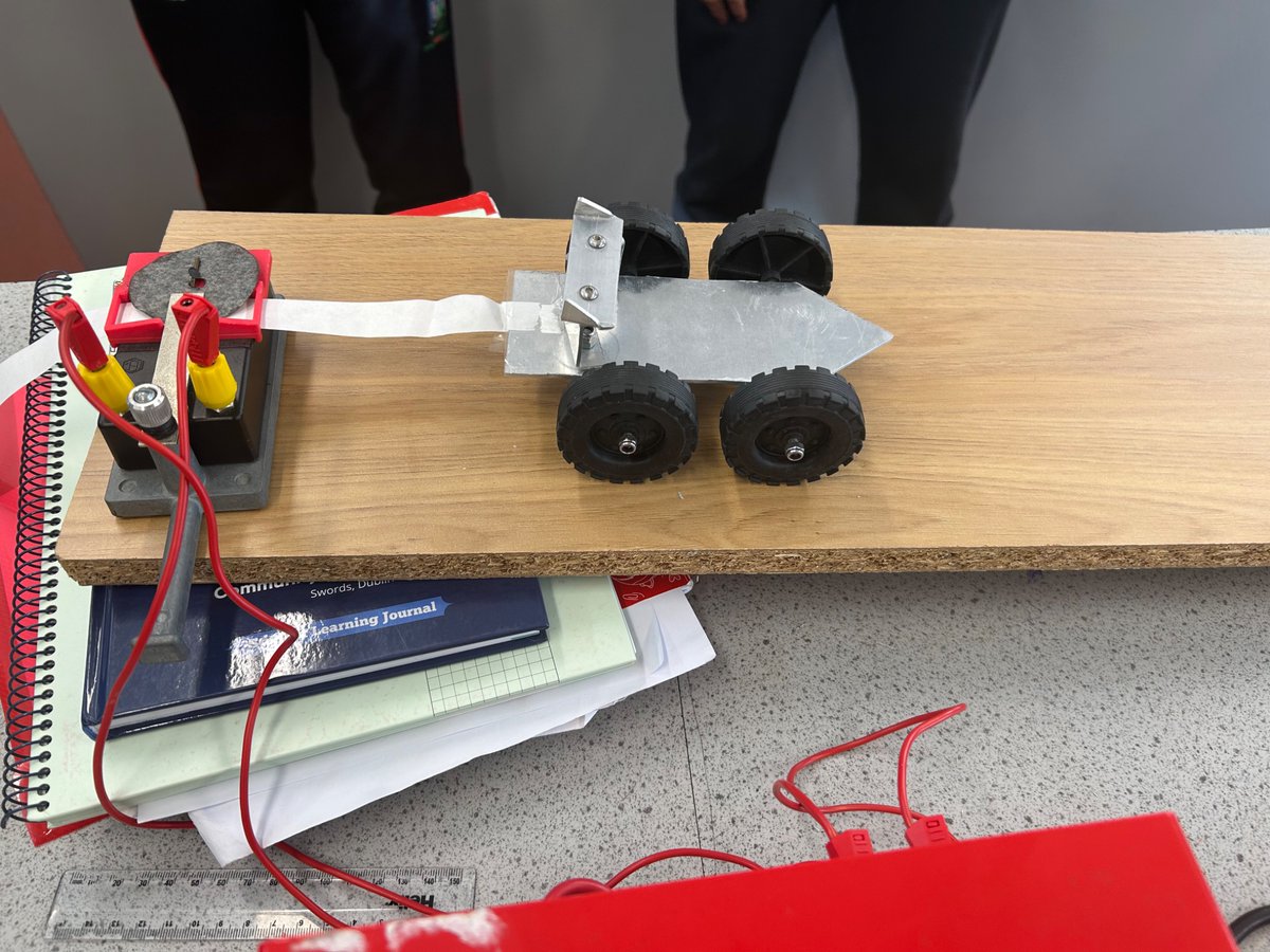 I love the sound of ticker timers in the morning <a href="/FingalCC/">Fingal Comm College</a> in #physics where the car they made in Mr. Cassidy’s #engineering class and a #capybara made a surprise appearance #crosscurricular #mechanics