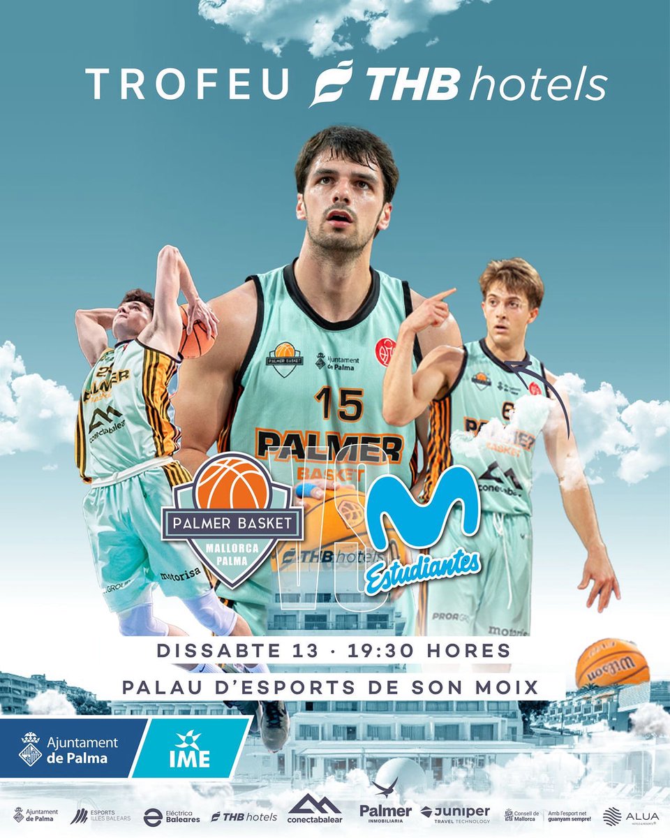 palmerbasket's tweet photo. El Trofeu @THBHOTELS torna a ca nostra. 

🆚 @MovistarEstu 
📅 Dissabte 13 
⌚️19:30 hores
🏟️ Palau d’Esports de Son Moix
🎟️ Entrades disponibles a ticketmaster
🪪 Entrada gratuïta per socis

#ElColorDUnaIlla https://t.co/0h9lLf9mWP