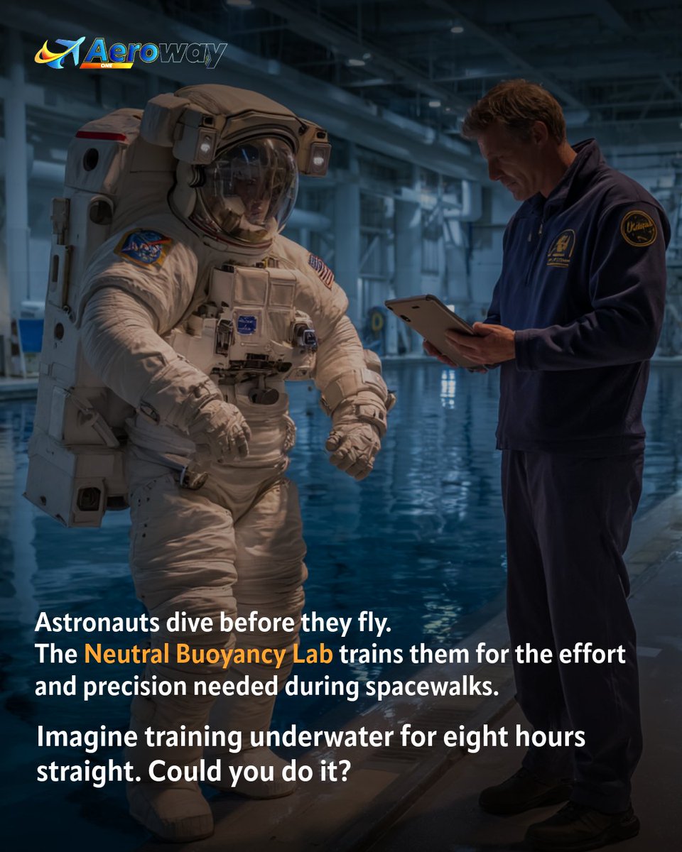 Astronauts dive before they travel to space.🚀

Since the 1960s Gemini program, underwater training has prepared them for spacewalks. 

Follow us for more aerospace insights and explore our monthly magazine at aeroway.one

#aeroway #space #AviationTalk #underwater