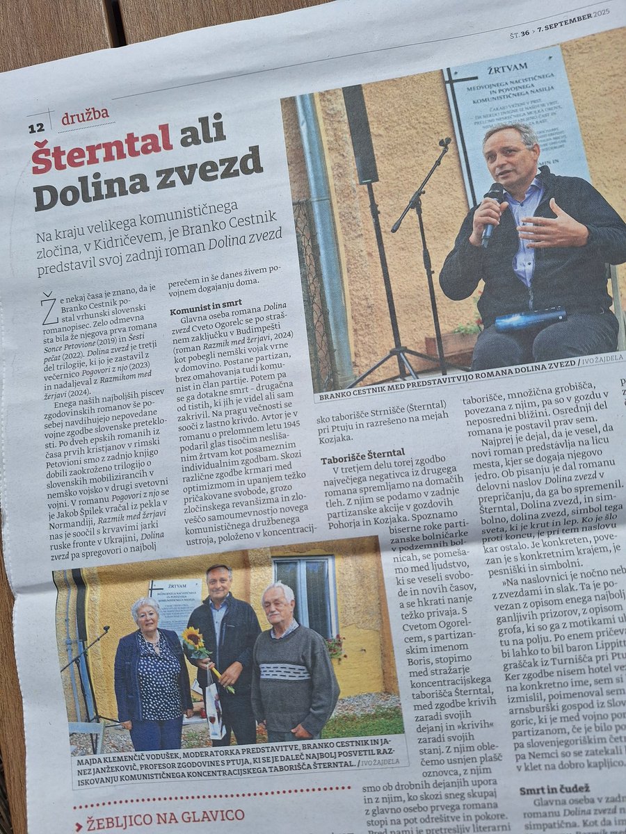 V Družini fajn članek o mojem novem romanu in o predstavitvi slednjega v Kidričevem pred komandno zgradbo najprej nacističnega kazenskega lagerja Sternthal, nato ozninega koncentracijskega taborišča Strnišče.