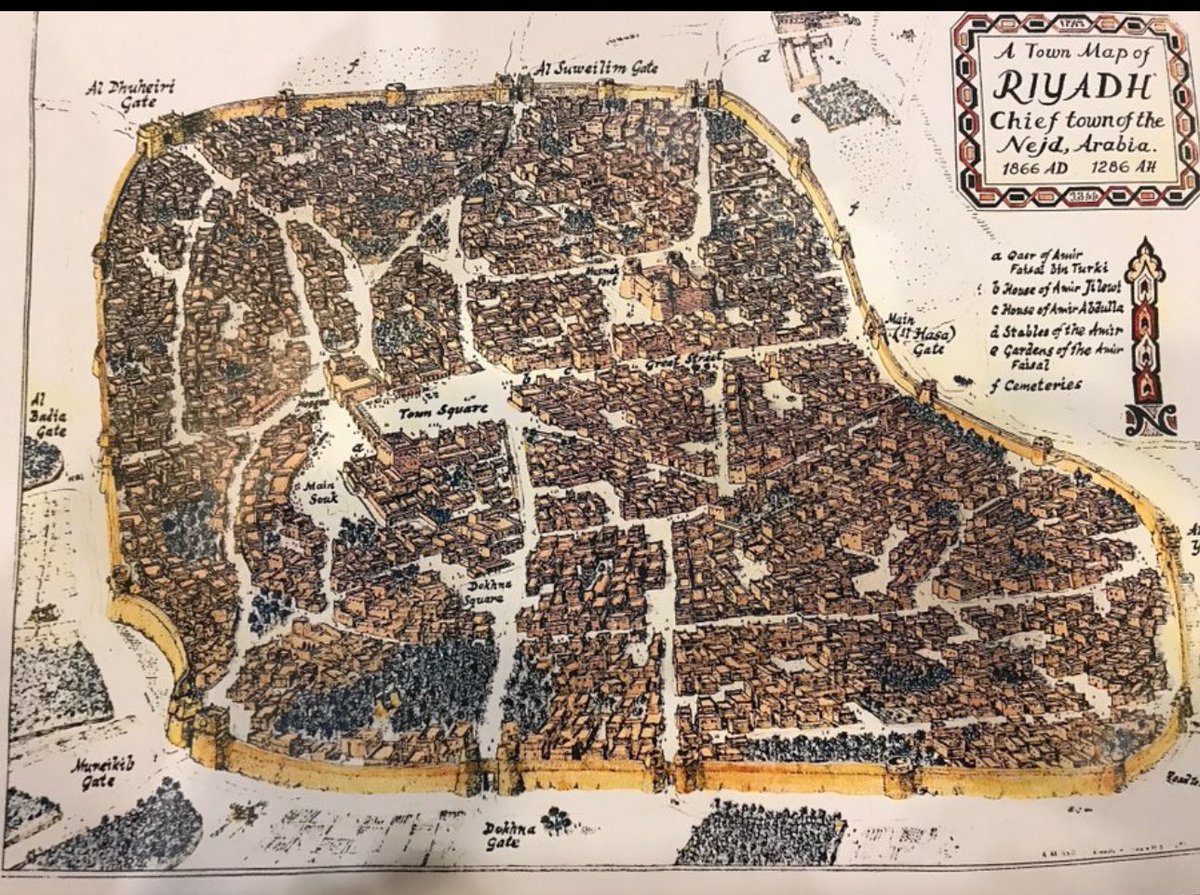 خريطة لمدينة الرياض قديماً وتظهر بواباتها واحدها بوابة الشميسي (المريقب) في الرياض قديماً بوابة في الجنوب الغربي من مدينة #الرياض القديمة إحدى البوابات القديمة 🇸🇦