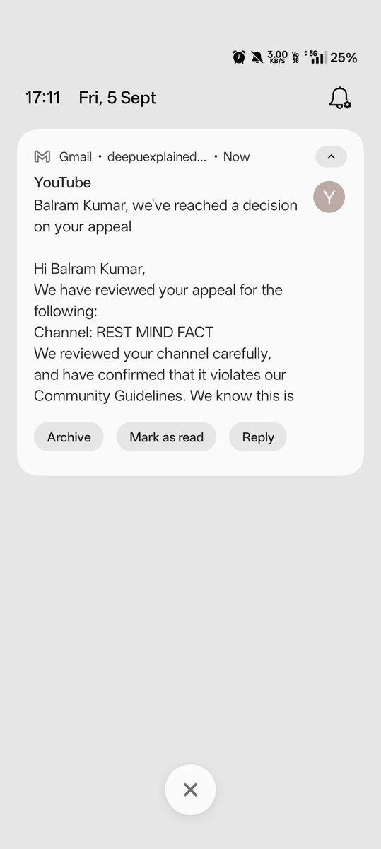 DeepuExpla9761's tweet photo. @TeamYouTube
My channel "REST MIND FACT" with 700K+ subscribers was wrongly terminated under Circumvention Policy. 
I filed an appeal, but it was instantly rejected without proper human review. 
I always follow YouTube policies. Please escalate this case for a manual review. 🙏 https://t.co/EycgbaFkq0