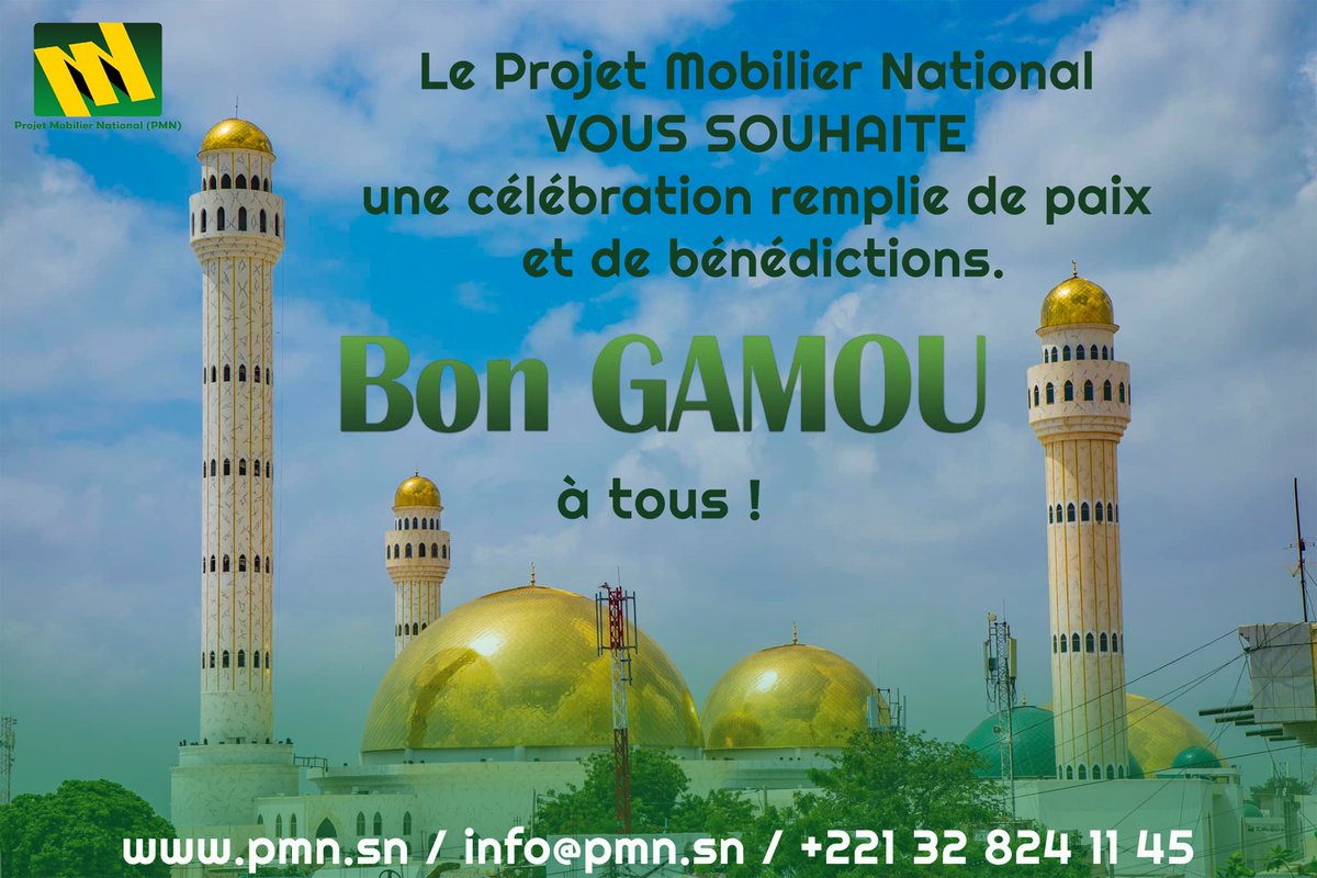 Le Projet Mobilier National vous souhaite un Bon Gamou à tous. 
Soyez prudents sur les routes et respectez les consignes de sécurité.

#BonGamou #projetmobiliernational #joyeuxgamou #sécuritéroutière #PrudenceSurLaRoute #bonnefêt