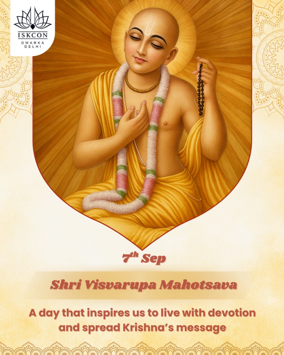ISKCON_Dwarka's tweet photo. ✨ Shri Visvarupa Mahotsava — a day to deepen our devotion and share the divine message of Sri Krishna. 🙏🌸

#ISKCONDwarka #VisvarupaMahotsava #KrishnaBhakti #HareKrishna #DevotionalLife https://t.co/Q2Og5SPi2L