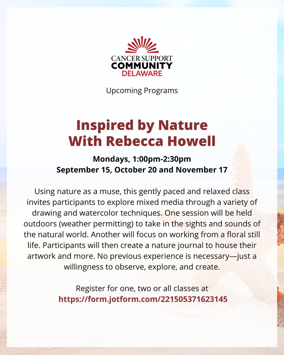 CancerSupportDE's tweet image. Here is what&apos;s coming up next week at #CSCDE
Join us at 11:00am this Wednesday at our Sussex County office for Tai Chi with Linda Rolla. Register at: form.jotform.com/230665653138156
#CSCDE #CancerSupport #CancerAwareness #MentalHealthAwareness #CancerSurvivor #CancerCommunity…