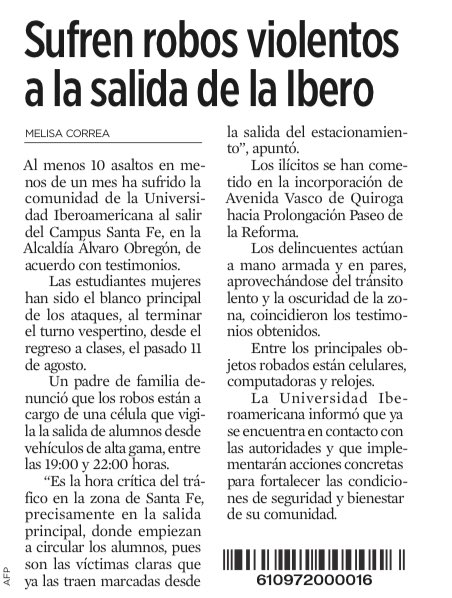 bereaguilarv's tweet photo. En Santa Fe, la “estrategia” es clara: delincuentes esperan a estudiantes de la Ibero en coches de lujo para asaltarlos. 10 ataques en un mes. Estado ausente, crimen presente. https://t.co/4q4uKHVWvd