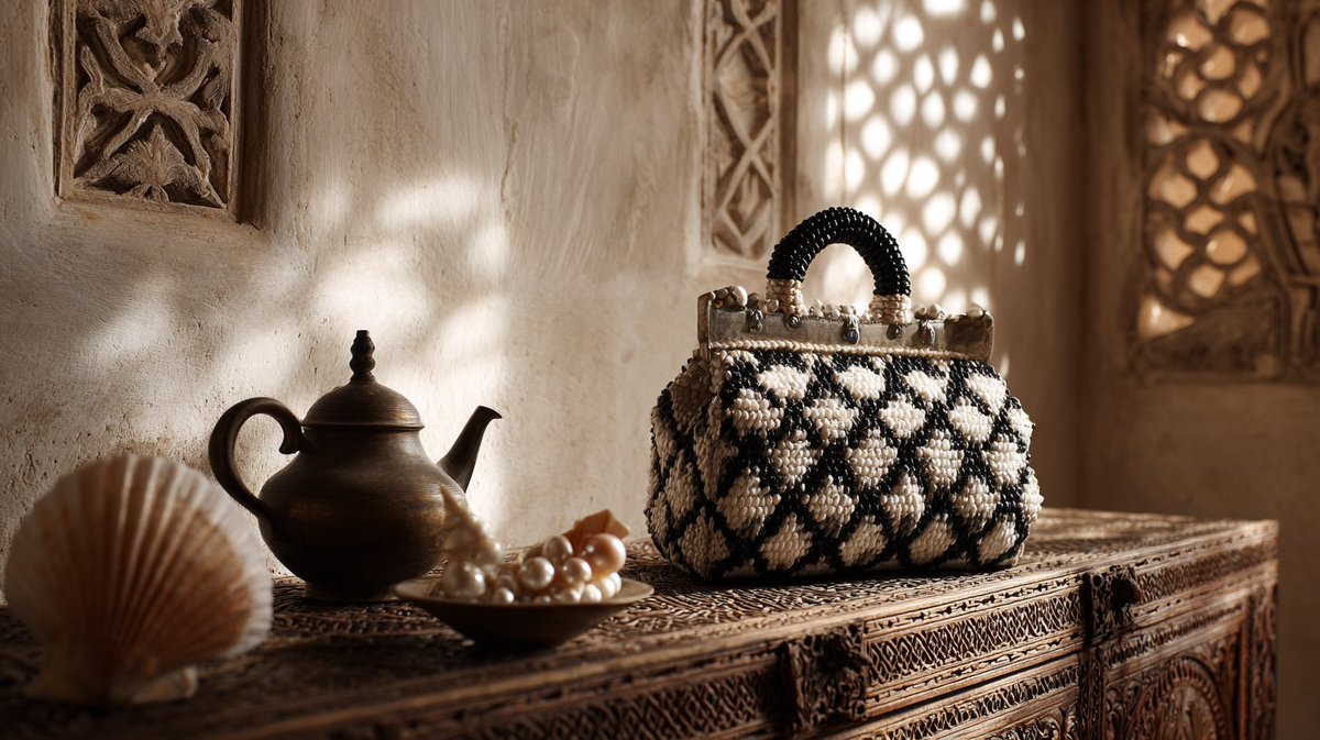 Heritage in monochrome: Al Sadu motif handbag 🤍🖤