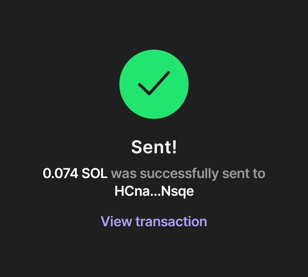 Sent both winners sol

2 down

2 to go

Just showing proof

🫡