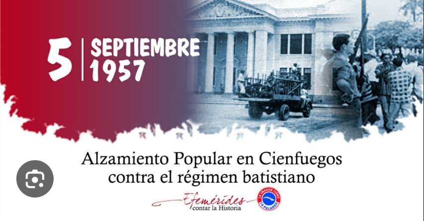 d82007's tweet photo. Otro dia de Rebeldia que el pueblo Cubano no olvida. El levantamiento armado el 5 de Septiembre 1957 en Cienfuegos. Otra pàgina de patriotismo y valentìa de los cubanos. https://t.co/exsyJlsHpO