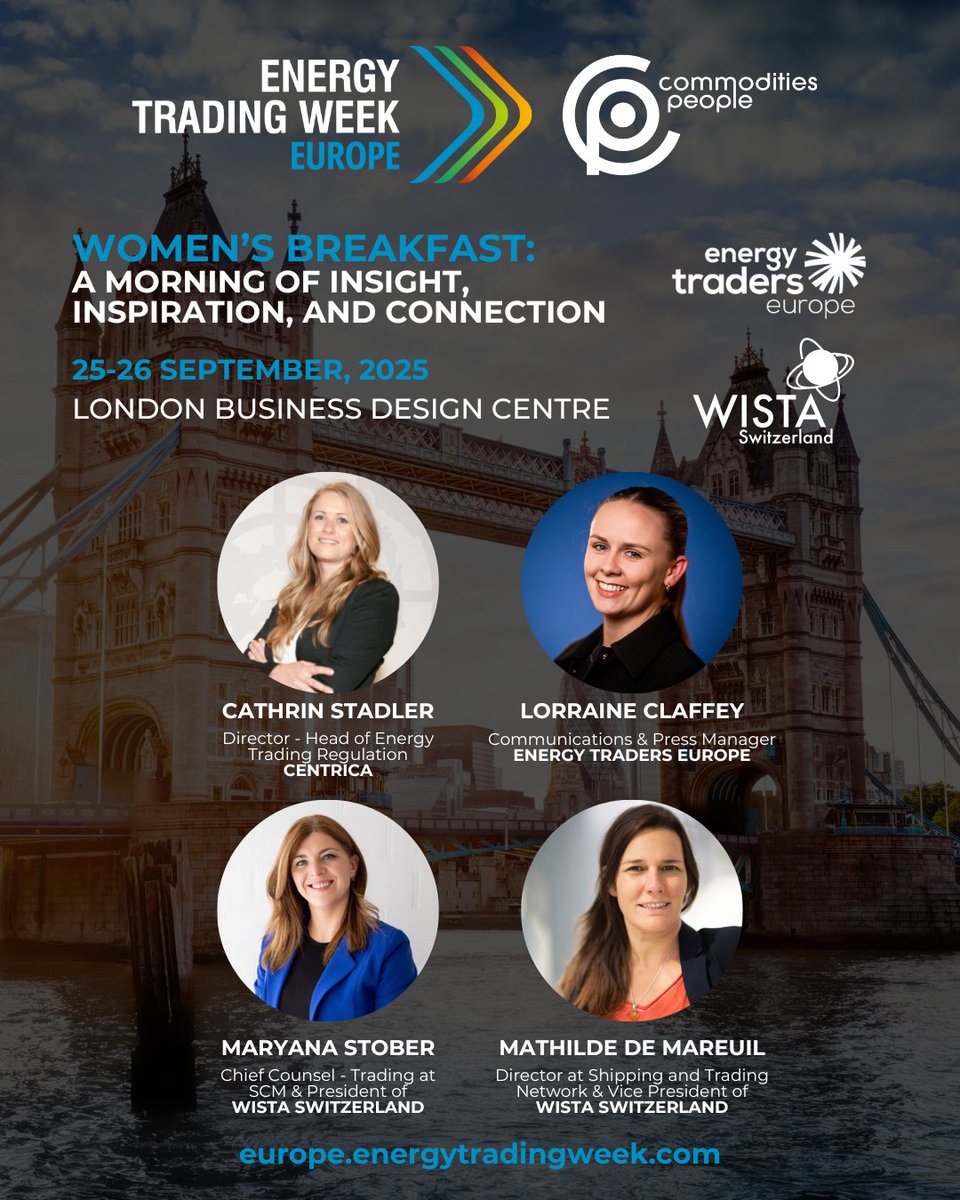 🚀 Change in #EnergyTrading starts with conversation!

Join our Women’s Breakfast at #ETW EU 🇬🇧 on Fri 26 Sept, 09:45–10:30, hosted with WISTA Switzerland &amp; <a href="/energytraderseu/">Energy Traders Europe</a>. Insight, discussion &amp; networking for a more inclusive industry 🤝

Register 👉europe.energytradingweek.com/tickets