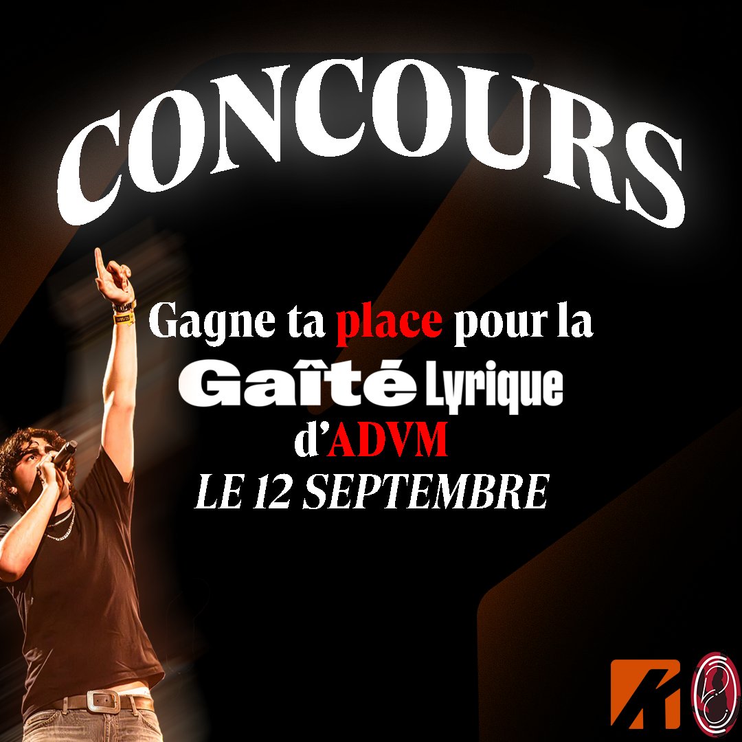 ActuAdvm's tweet photo. JEU CONCOURS ‼️🎁

DEUX PLACES À POUR LA GAÎTÉ LYRIQUE d'@advmsmr_ LE 12 SEPTEMBRE PROCHAIN ⏳

Pour participer
- Follow @ActuAdvm &amp; @LeKarre
- RT ce tweet

T.A.S LE 9 SEPTEMBRE 🤞
BONNE CHANCE À TOUS 🍀 https://t.co/hpHYFGNwPg