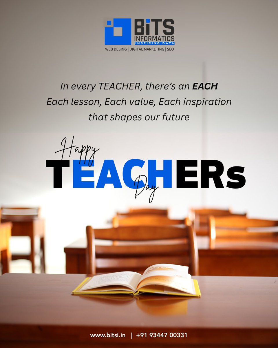 bitsinformatics's tweet image. As teachers inspire students, we guide businesses to grow digitally.
Happy Teachers’ Day from BiTS Informatics! bitsi.in
#HappyTeachersDay #TeachersDay2025 #DigitalGrowth #WebsiteDesign #DigitalMarketing #SocialMediaAds #GoDigitalGrowBusiness #BiTS