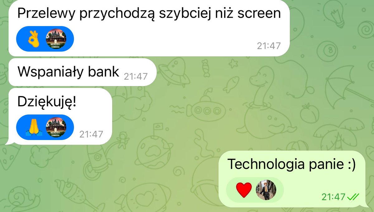 ✅A oto opinia jednego z naszych klientów, zachwyconego technologią blockchain, na której oparta jest bankowość w Kambodży.

🏦 Wszystkie banki w Kambodży podłączone są do jednej sieci blockchain, dlatego przelewy realizowane są 24 godziny na dobę, 7 dni w tygodniu – ⚡️ bez