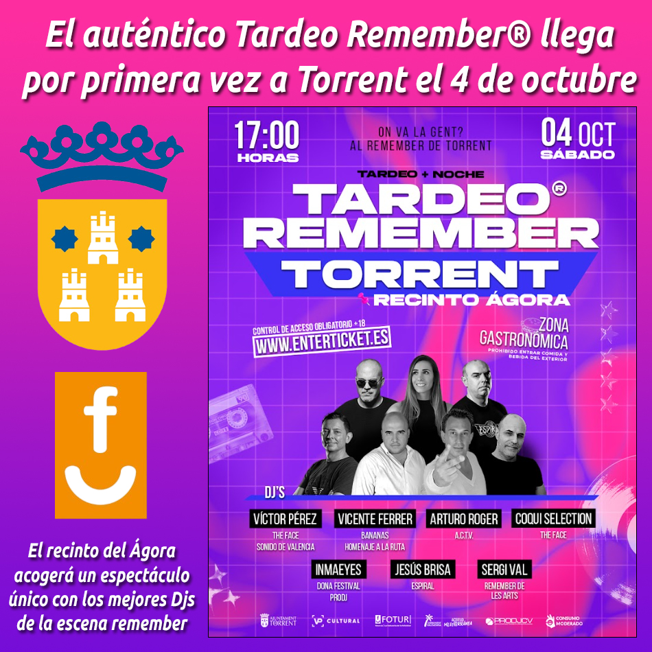 Hostelería en Valencia (Periódico Gastronómico) (@hosteleriaenvlc) on Twitter photo EL AUTÉNTICO TARDEO REMEMBER® LLEGA POR PRIMERA VEZ A TORRENT EL 4 DE OCTUBRE
hosteleriaenvalencia.com/noticias.asp?i…
<a href="/Aj_Torrent/">Ajuntament de Torrent</a> <a href="/FoturValencia/">Fotur Cv</a> #TardeoRemember #Torrent #Musica90s #Musica2000 #FiestaIntergeneracional #DJsValencianos #RecintoAgora #CulturaValenciana #HosteleriaEnValencia EL AUTÉNTICO TARDEO REMEMBER® LLEGA POR PRIMERA VEZ A TORRENT EL 4 DE OCTUBRE
hosteleriaenvalencia.com/noticias.asp?i…
<a href="/Aj_Torrent/">Ajuntament de Torrent</a> <a href="/FoturValencia/">Fotur Cv</a> #TardeoRemember #Torrent #Musica90s #Musica2000 #FiestaIntergeneracional #DJsValencianos #RecintoAgora #CulturaValenciana #HosteleriaEnValencia