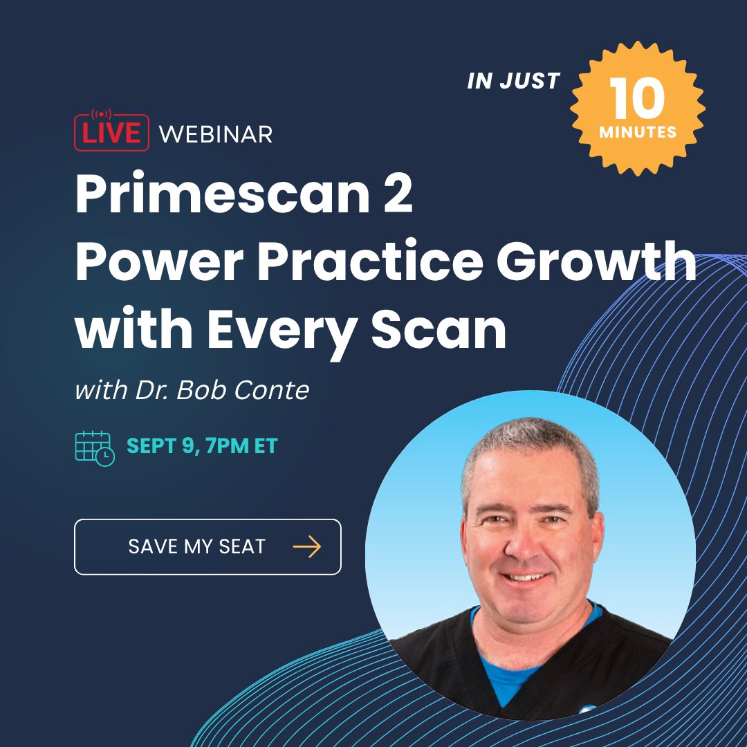 Make scanning your best habit yet. Learn how Primescan 2 + DS Core can fuel practice growth in this 10-minute webinar!

📅 September 9
🕖 7:00 PM ET
🔗 Register: bit.ly/47oMSxL