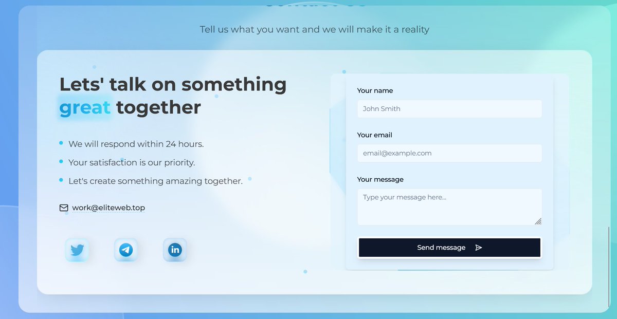Mohd__Shahid_07's tweet photo. 🎨 Design dilemma time! Which contact form design speaks to you more?
A) Clean &amp; minimal with social icons B) Bullet points with better structure
Both have that smooth blue gradient vibe ✨
Drop your vote below! 👇
#WebDesign #UXDesign #ContactForm #DesignChoice #UI https://t.co/IBp46ELxyB