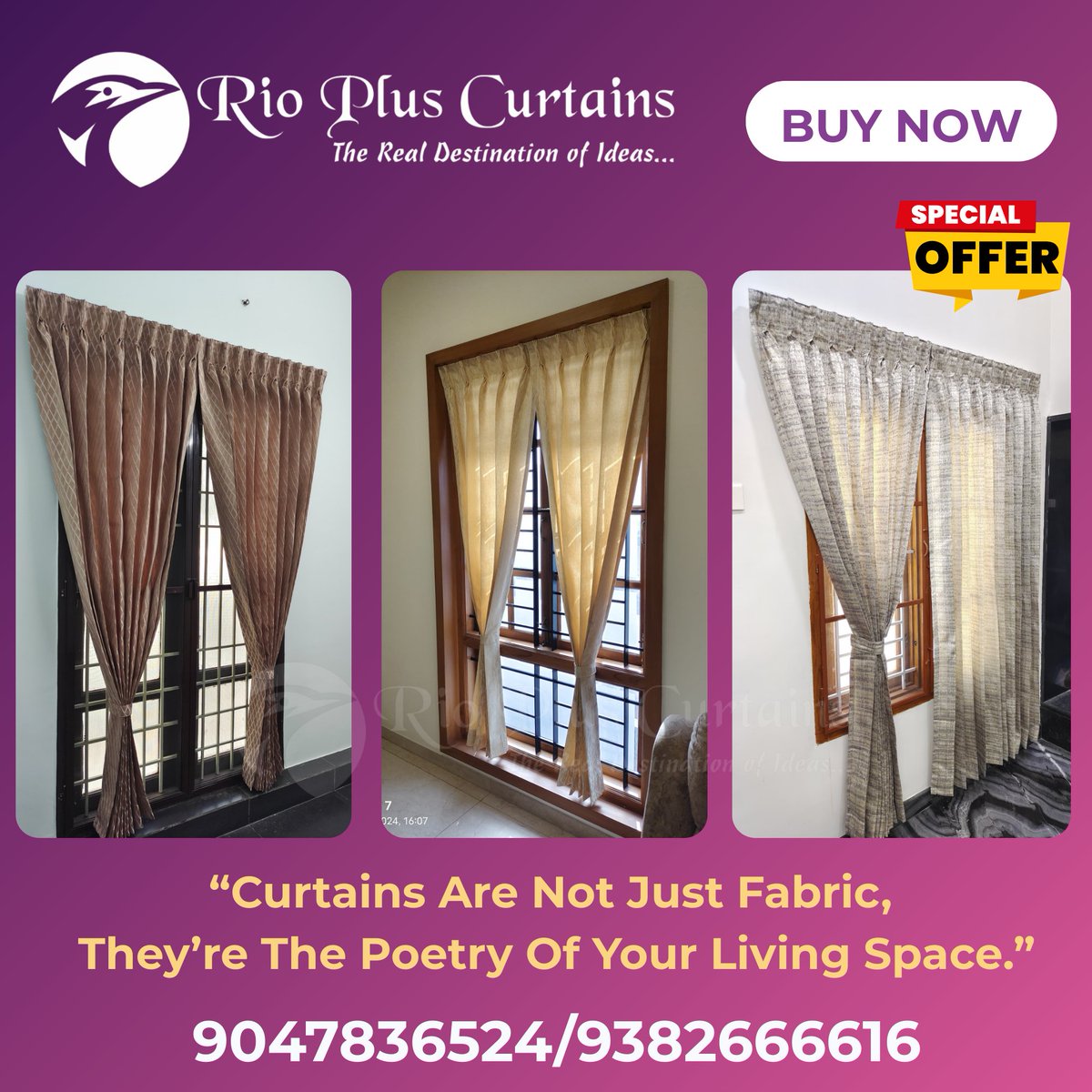 InteriorTamil's tweet photo. BEST CURTAINS SHOP IN THENI 9047836524

“Curtains that add charm and grace, turning every window into a beautiful space.”

“Style, privacy, and comfort combine – perfect curtains to match your design.”

“Curtains that speak elegance true, creating a cozy vibe just for you.” https://t.co/MYdedxcrUK