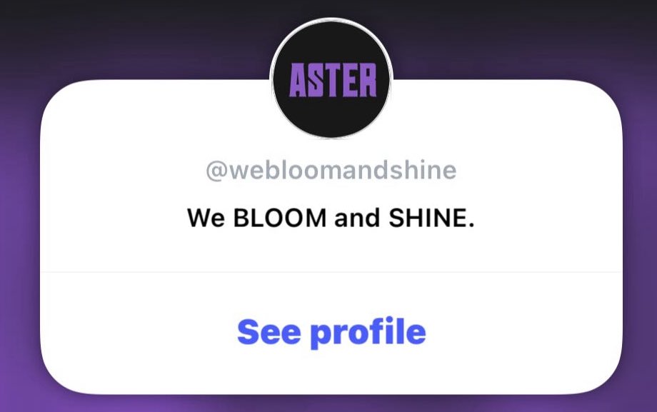 FOLLOW ASTER EVERYONE! 

 instagram.com/webloomandshin…

#ASTER