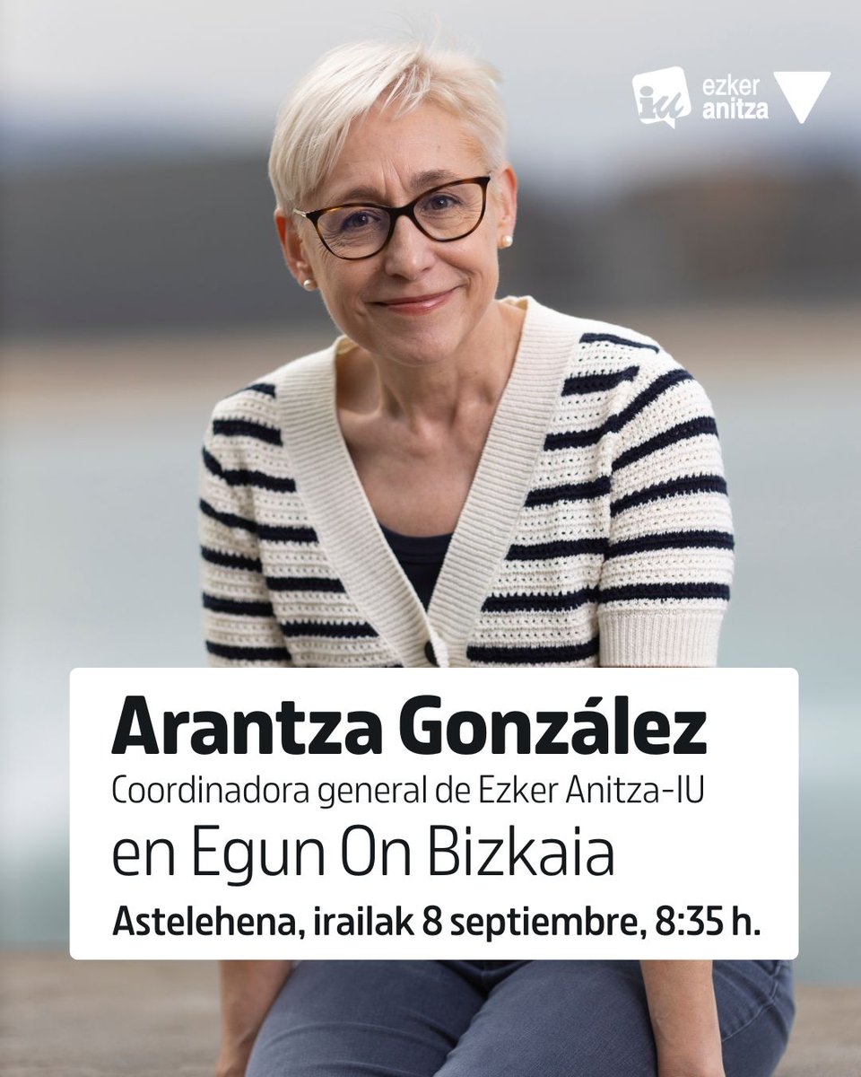 Este lunes, 8 de septiembre, entrevista a nuestra coordinadora <a href="/arantzagg/">Arantza González 🔻</a>  en el programa Egun on Bizkaia de <a href="/RadioPopular/">Radio Popular - Herri Irratia</a>.

A partir de las 8:35h. puedes seguirlo en: radiopopular.com

Astelehenean Arantza Gonzalez elkarrizketatuko dute Herri Irratian.
Ez galdu!