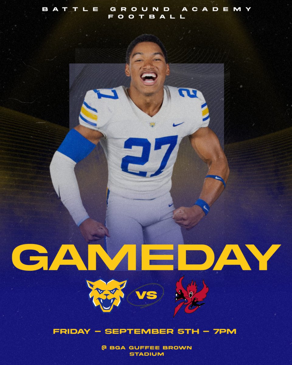 It's gameday Wildcat fans! 

🆚 Pearl-Cohn HS
🕑 7pm
📍 BGA 
📅 9/5/25

Tickets: gofan.co/event/3725668?…
Streaming: sportsengineplay.com/watch/68ac8605…

#ConquerandPrevail #BGAfootball