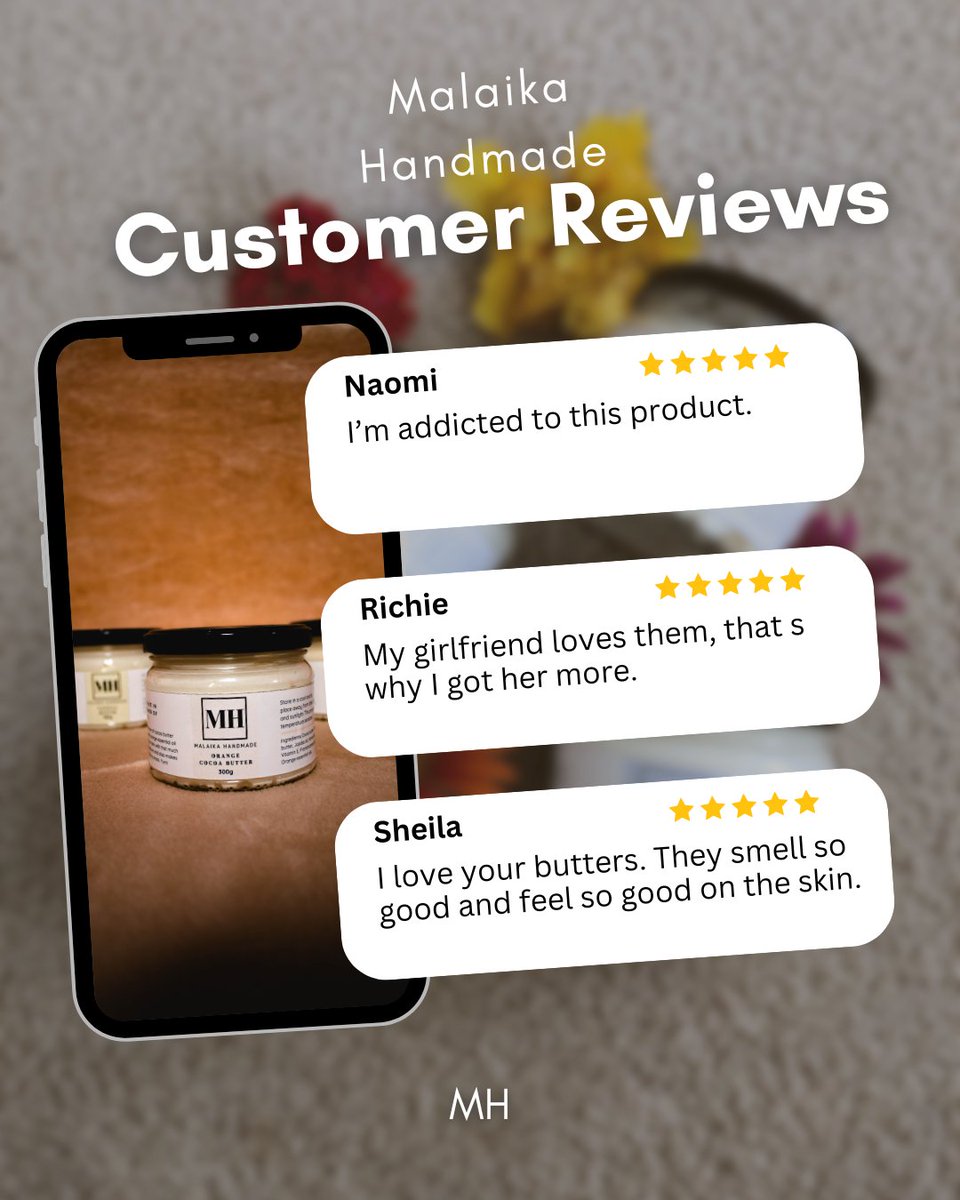 HandmadeMalaika's tweet photo. Our body butters = customer-approved 🌟
👉 Shop the hype: https://t.co/DNrief04aV
#CustomerLove #SkincareRoutine #NaturalCare https://t.co/Y1dio9KHkF