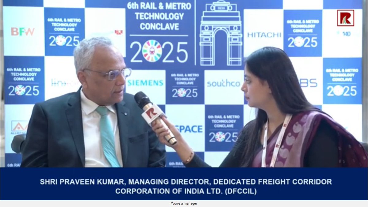 RailAnalysis's tweet image. [Exclusive Interview with Shri Praveen Kumar, Managing Director, DFCCIL]

🎥 Watch the full interview here: youtu.be/yCwjmyE2U5k

#RMT2025 #DFCCIL #FreightCorridor #Conclave #Railways #RailAnalysis #Logistics #InfrastructureDevelopment #MakeInIndia